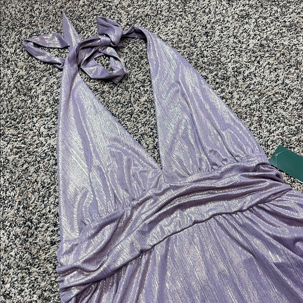 Wild Fable Metallic Purple Halter Tie Neck Mini Dress Size Large | NWT - Picture 2 of 8